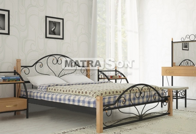 Металлическая кровать Джаконда на деревянных ножках , Фото № 2 - matrason.ua